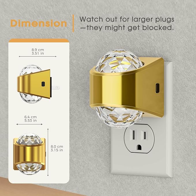 Night Lights Plug into Wall, Gold Night Light Projector 9-Color | Night Light Projector for Kids, RGB Galaxy Nightlight with Dusk to Dawn Sensor for Bathroom, Home Gaming Room Decor Gifts
