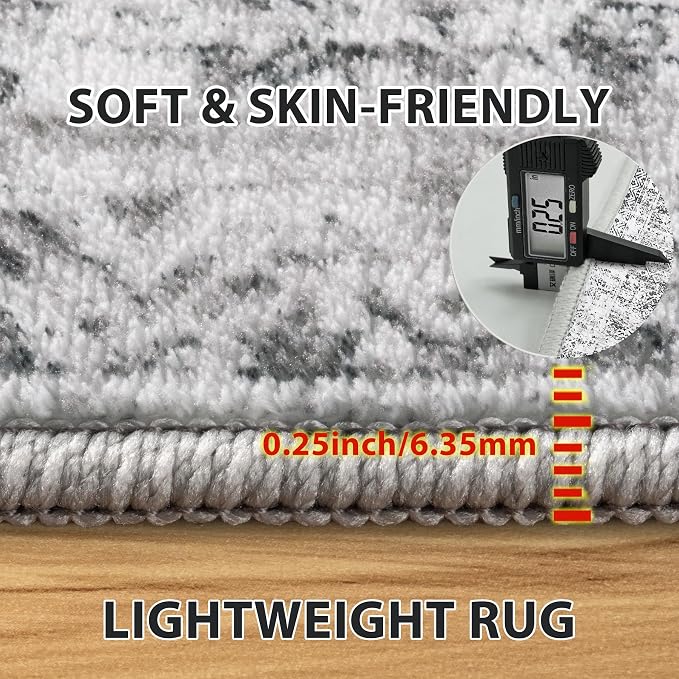 6x9 Area Rugs for Living Room Rug Washable: Abstract Rug for Dining Room Bedroom Carpet Non Slip 6 by 9 Indoor Modern Nursery Home Office Grey