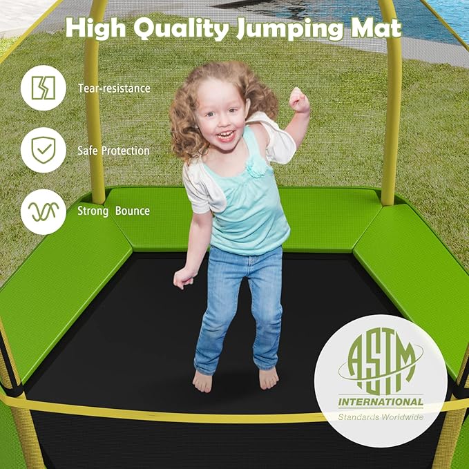 Giantex 7 Ft Trampoline for Kids, Heavy Duty Steel Frame Small Mini Toddler Trampoline, Great Gifts for Boys Girls, Outdoor Indoor Kids Trampoline with Net, for Age 3-8