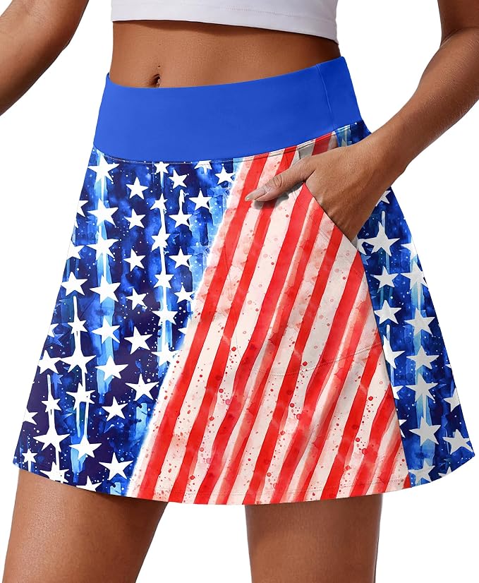 PINSPARK 17" Golf Skorts for Woman High Waisted Tennis Skirt with 4 Pockets | Lightweight, Quick Dry, 4-Way Strecth, Breathable, Tummy Control, UPF 50+ Athletic Skort for Workout, Pickleball, Gym, Casual