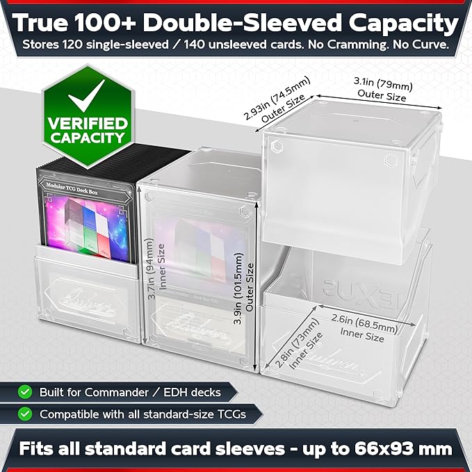 Quiver Time 360° Modular Nexus DeckBlock - Durable Stackable MTG Deck Box for Commander fits 100+ Cards | Stylish 100 Card Deck Box MTG | Interchangeable TCG Decks Boxes (1 pcs, White)