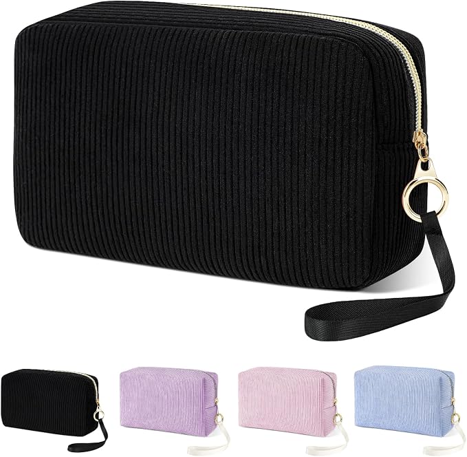 Likesing Tampon Holder for Purse, Corduroy Period Bag Sanitary Napkin Storage Bag for Girls Womens, Portable Feminine Emergency Pad Period Pouch(Black)