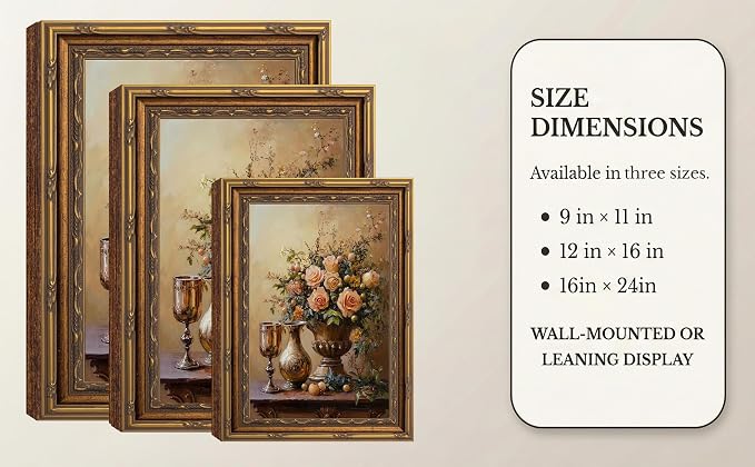 Vintage Gold Framed Floral Canvas Wall Art Retro Farmhouse Rustic Wildflowers Flower Painting Picture Wall Decor French Country Vase Flowers Poster Print Artwork for Living Room Bedroom