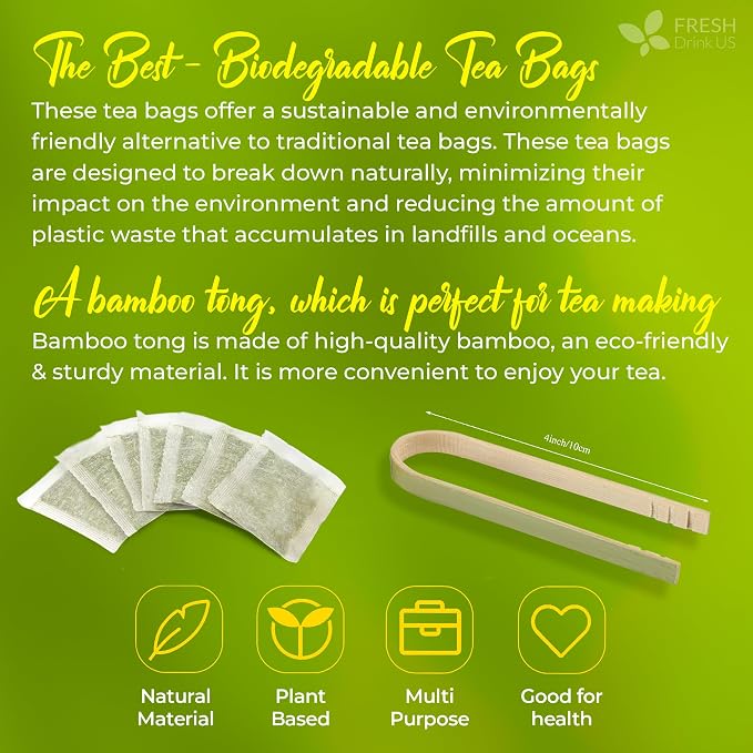 FreshDrinkUS, Avocado Leaf Tea Bags | 40 Count | Premium Dried Avocado Leaves Herbal Tea – Caffeine Free Botanical Tea – Fresh, Smooth & Earthy Flavor. Sugar Free. Vegan