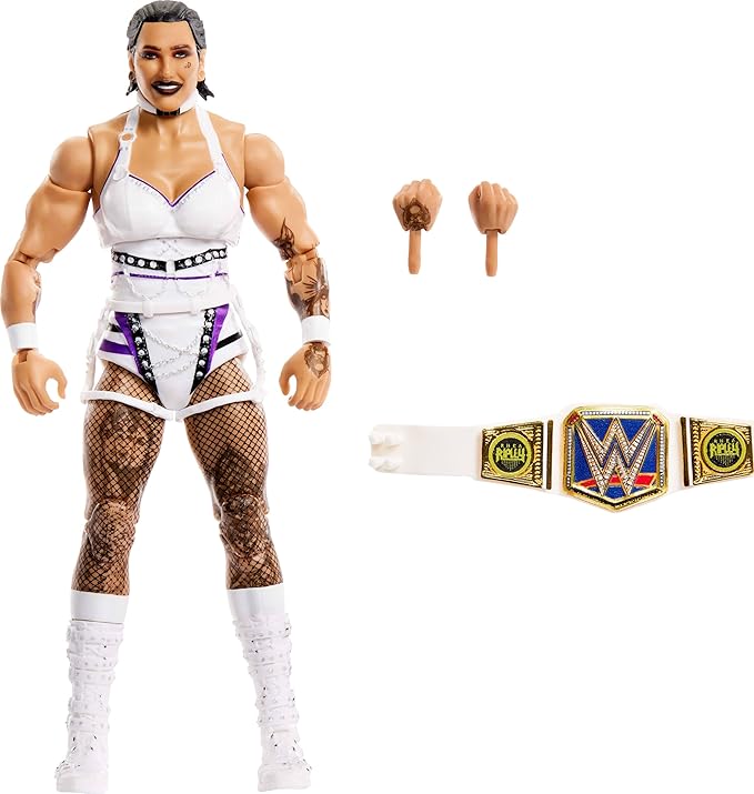 Mattel WWE Elite Action Figure & Accessories, Series #110 Rhea Ripley 6-inch Collectible with 25 Articulation Points & Swappable Hands