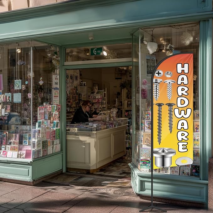 Hardware Feather Flag for Storefronts Fairs,6 FT (Flagpole Not Included) | Business Advertising Flag