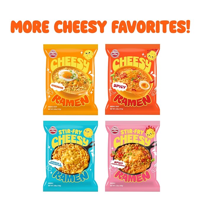 Cheesy Ramen – Spicy Cheddar Soup Ramen | Bold, Cheesy Heat, Korean-Style Spice | 3.92 oz (Pack of 4)
