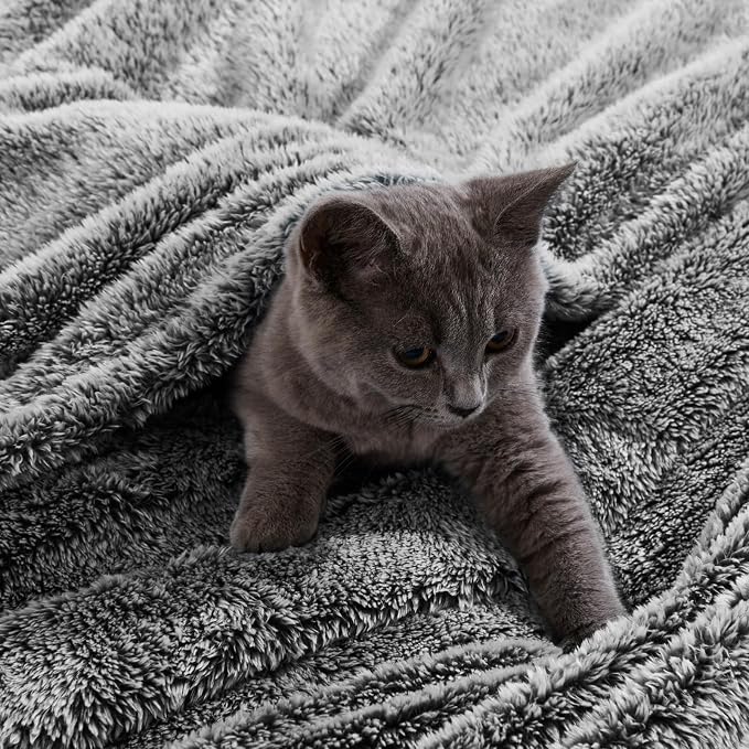Exclusivo Mezcla Fuzzy Large Fleece Throw Blanket for Couch, Mixed Black | 50x70 Inches, Super Soft and Cozy Throw, Plush Fluffy Blanket for Sofa, Bed, Bedroom, Home Decor, All Season