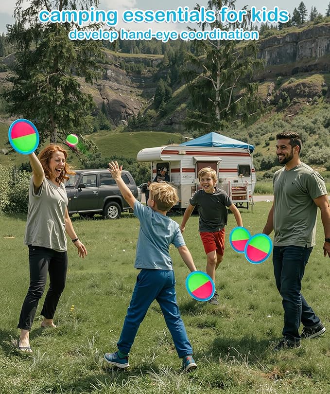 Toss and Catch Ball Set for Kids Outdoor Beach Toys Pool Toys, Catch Game with 6 Paddles and 3 Balls Outdoor Yard Games for 4-12 Years Old Boys Girls Adults