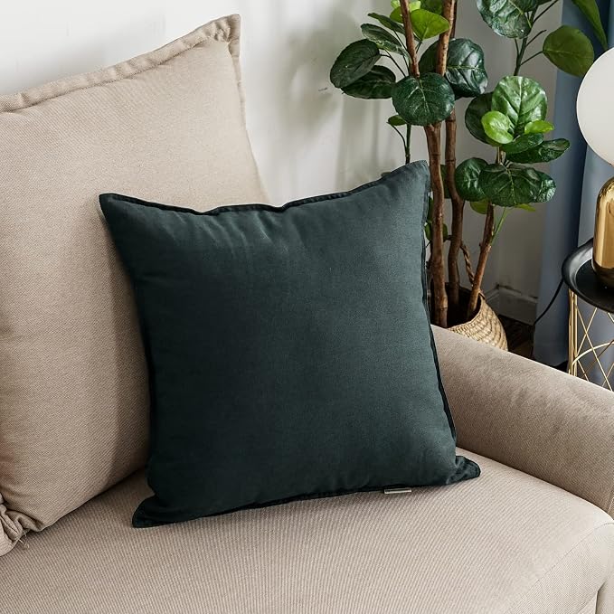 Jeanerlor 20"x20" Pillowcase Green Cousion Cover Decor Cotton Linen with Unique Design to Embellish Garden/Office/Chair/Bed/Couch,(50 x 50cm), Cyan
