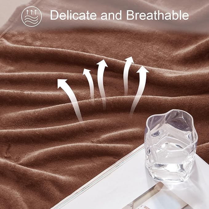 Exclusivo Mezcla Soft Fleece Blanket Twin Size for Bed, Brown | 90x66 Inches, Double-Sided Brushed Flannel, Lightweight Plush Cozy Blanket for Home Decor, All Season, Machine Washable