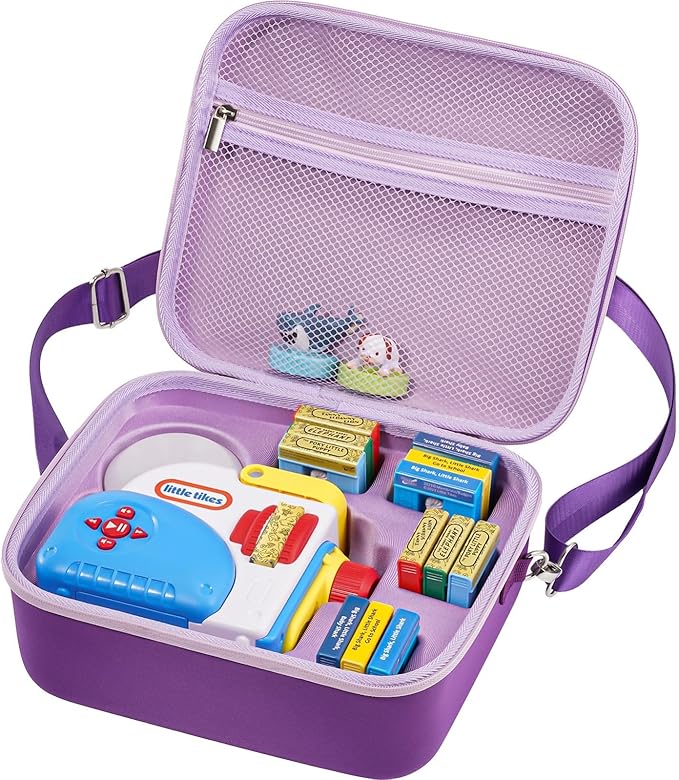 ProCase Hard Carrying Case for Little Tikes Story Dream Machine Starter Set, Kids Large Toy Bag Travel Portable Storage Box for Boy Girl Littles Character Books, Container with Shoulder Strap -Purple