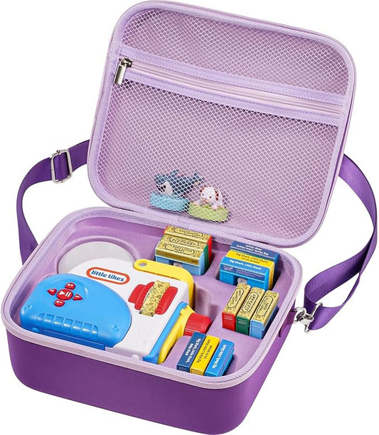 ProCase Hard Carrying Case for Little Tikes Story Dream Machine Starter Set, Kids Large Toy Bag Travel Portable Storage Box for Boy Girl Littles Character Books, Container with Shoulder Strap -Purple