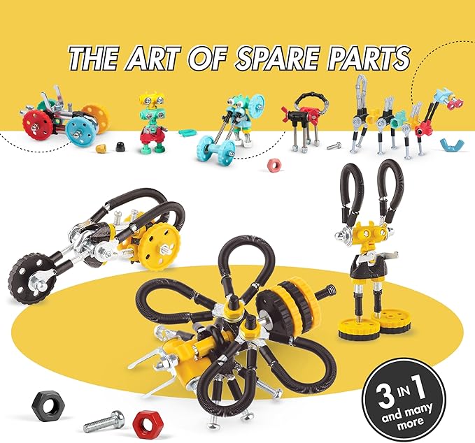 The Off Bits Erector Set: Animal Mini STEM Toys for Kids 6+, Toy Building Sets with Nuts & Bolts, STEM Building Toys Gifts for Boys and Girls (Yellow Bee)
