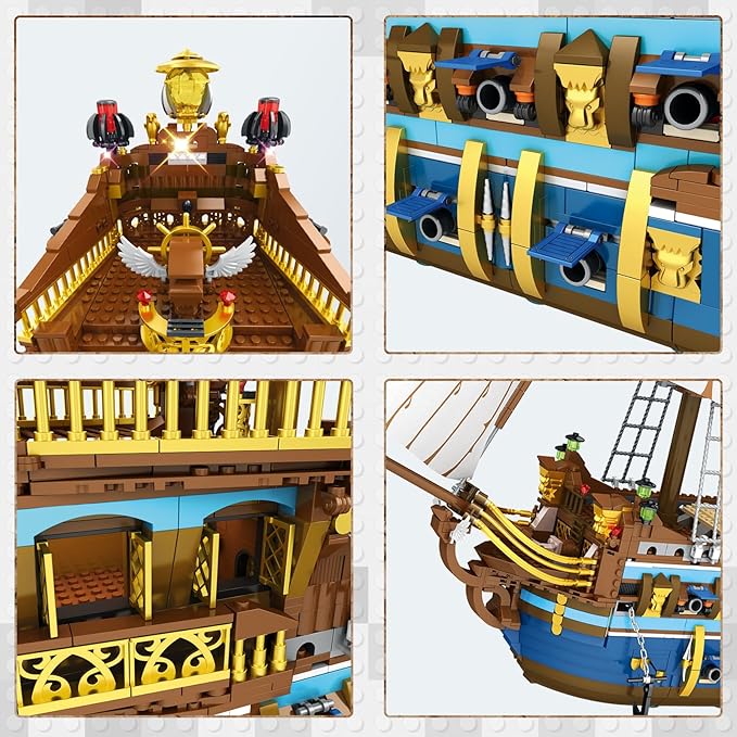 JMBricklayer Pirate Ship Building Sets for Adults, Gorgeous Royal Fleet Ship with Tiered Design, Attractive Pirate Toys Building Blocks Pirate Ship Display, Gifts for Teens Adults(3162 Pieces)