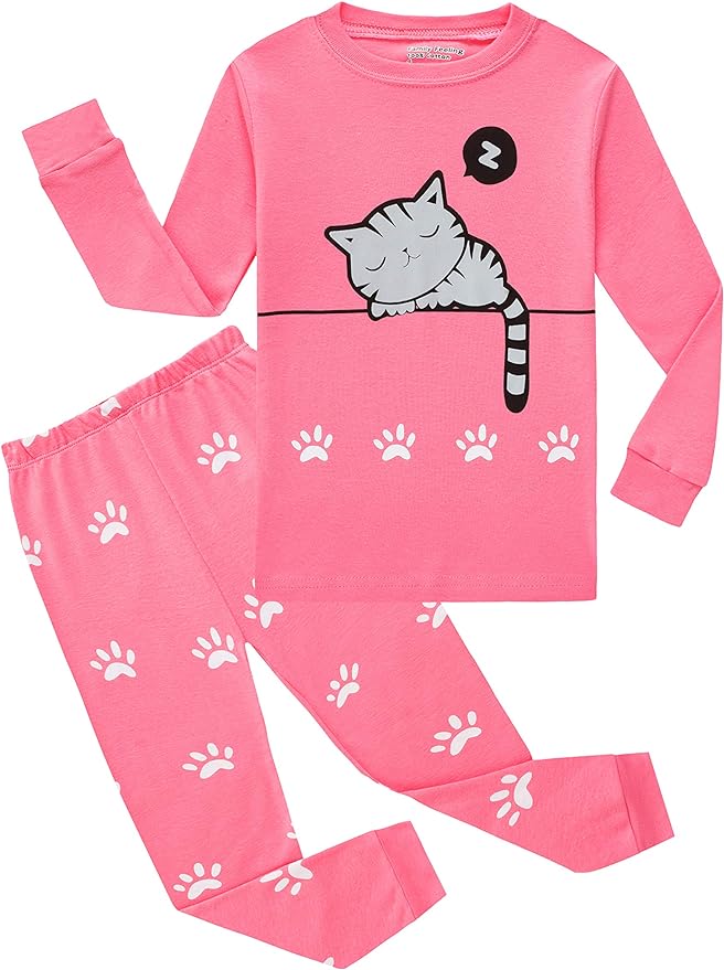 Family Feeling Kids & Toddler Girls Boys Pajamas 2 Piece Pjs Set 100% Cotton Sleepwear
