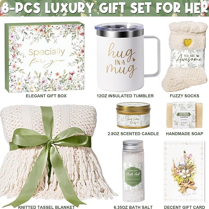 Self Care Get Well Soon Gift Baskets for Women Birthday Gifts Care Package | Sympathy Spa Gift Baskets After Surgery, Christmas Thinking of You Inspirational Gifts for Mom Her Sister Grandma Best Friend