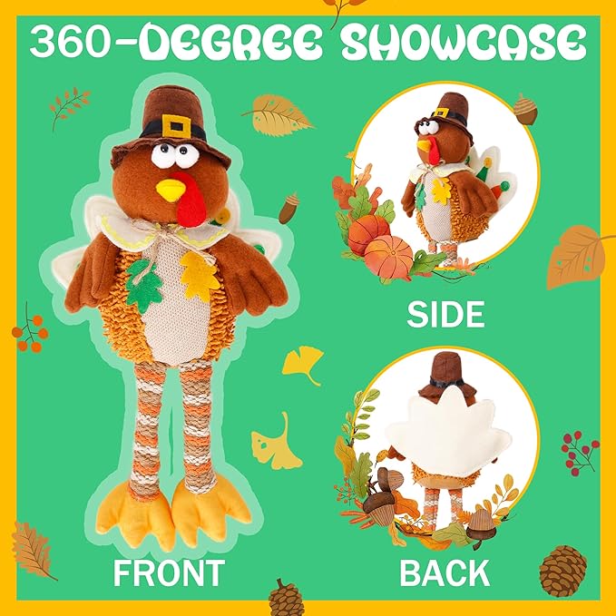 2 Pack Turkey Stuffed Animal, Thanksgiving Table Decor Turkeys Plush Fall Couple Doll Indoor Gift for Thanksgiving Day Party Boys and Girls