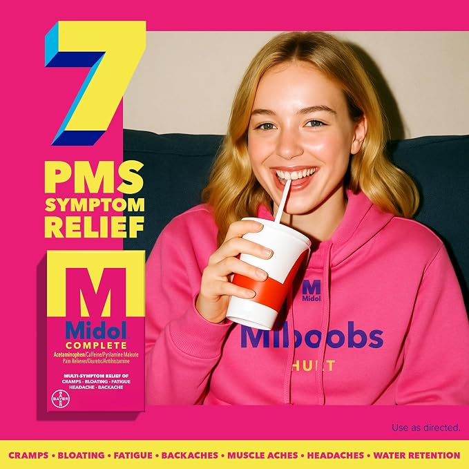 Midol Complete Menstrual Pain Relief Caplets with Acetaminophen for Period Cramps, and Menstrual Symptom Relief - 40 Count (Pack of 3) (Packaging May Vary)