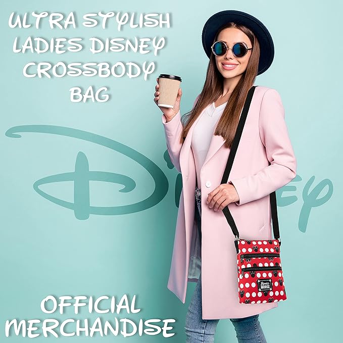Disney Stitch Girls Purse Cross Body Bag for Kids Teens Women Shoulder Bag with Adjustable Strap Fashion Handbag Stitch Gifts (Red, Minnie Mouse)