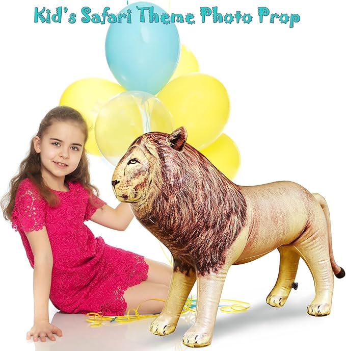 Jet Creations Inflatable Male Lion with Mane Stuffed Animal, Standing – Ideal for Safari or Wildlife Theme Parties, Favors, and Decorations, Size 36 inch Long, an-Lion, Tan