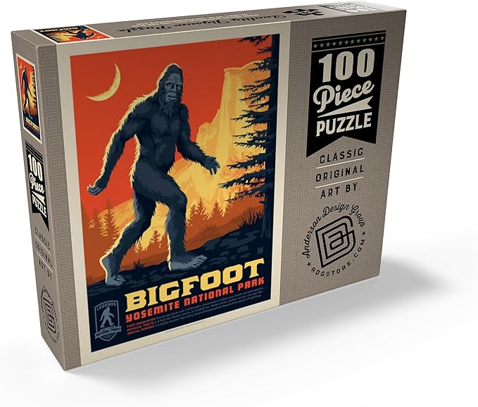 MyPuzzle Legends of The National Parks: Yosemite's Bigfoot, Vintage Poster - Premium 100 Piece Jigsaw Puzzle for Adults