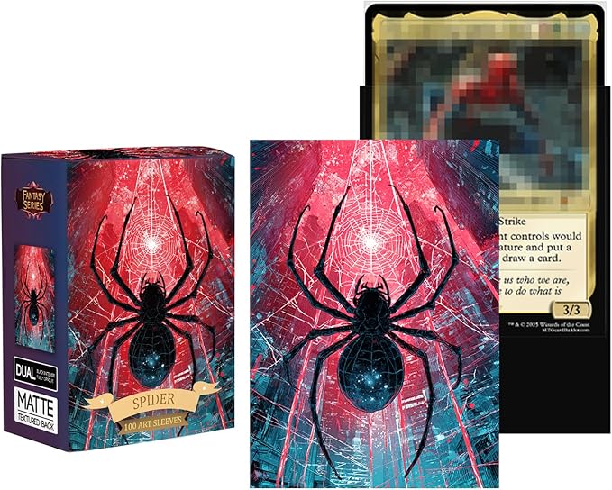 100 MTG Card Sleeves with 100 Inner Sleeve, Textured Back Art Sleeves, Fit Standard Size Cards- Spider