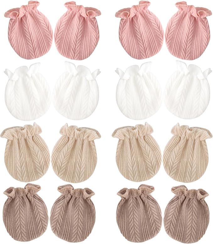 BQUBO Newborn Infant Toddler Mittens No Scratch Cotton Elastic Wrist Gloves Hypoallergenic for 0-6 Months Baby Boys Girls