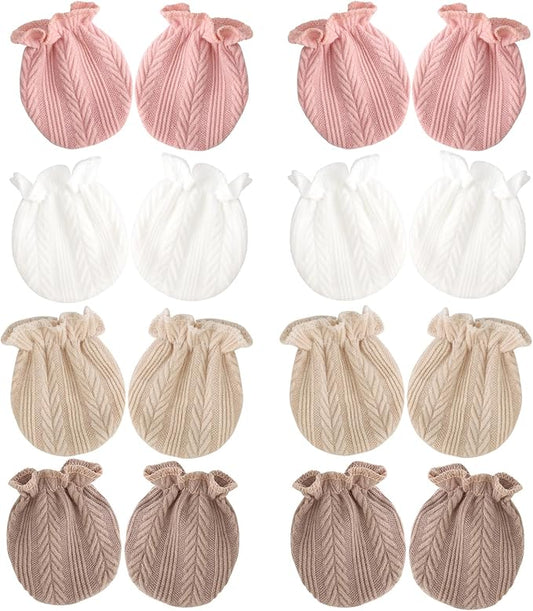 BQUBO Newborn Infant Toddler Mittens No Scratch Cotton Elastic Wrist Gloves Hypoallergenic for 0-6 Months Baby Boys Girls