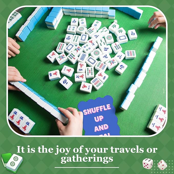 Soulchen 2 Pcs Mahjong Tile Mixer Shufflers for Mixing and Shuffling Tiles Plastic Mahjong Accessories Gifts for Lovers Games Decorative Wavy Edge & Printed Design (Green Style)
