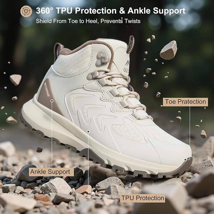 Women's Waterproof Hiking Boots Lightweight Comfortable Non-Slip Outdoor Walking Trekking Trails Boot