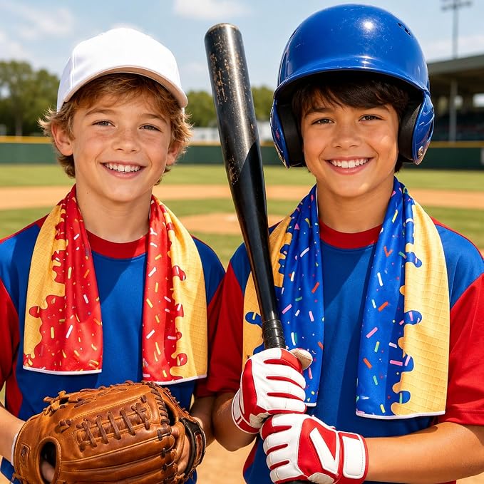 12PCS Baseball Drip Cooling Towels, Neck Cool Towels Baseball Team Gift Reusable Sweat Wicking Chill Towels,for Baseball Team Summer Party Favors Beach and Camping Yoga Fitness