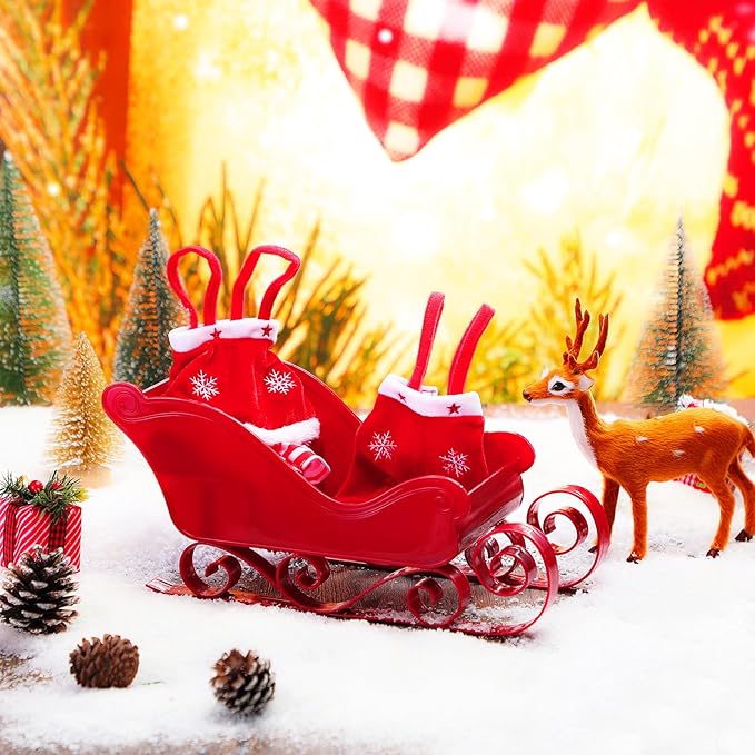 Meooeck 6 Pieces Christmas Accessories Set Including 2 Holiday Clothes Outfit, and 4 Novelty Toy Accessories for Kid(Reindeer)