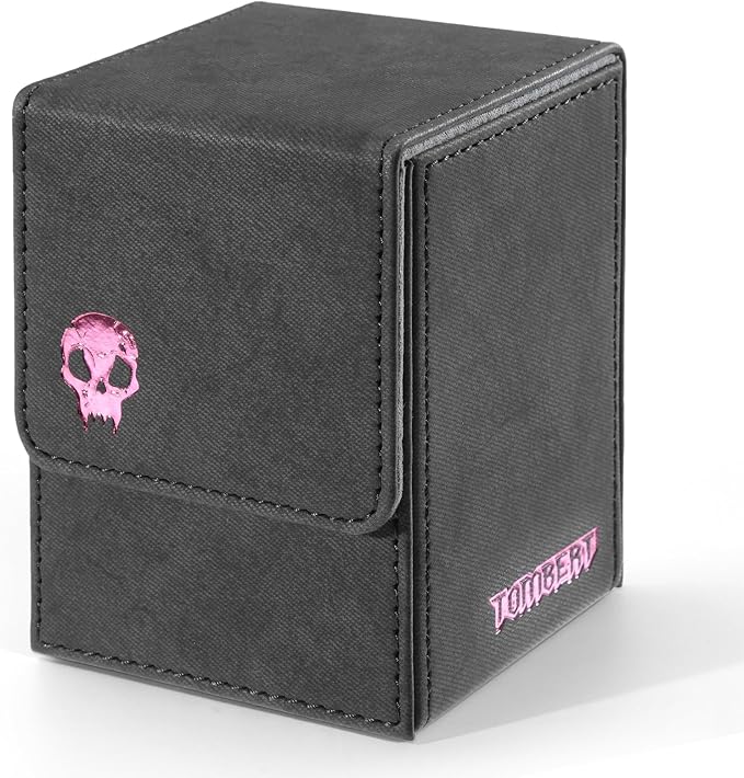 tombert 150+ Premium Deck Box for MTG, PTCG, Large Capacity with 2 Dividers, Fits 150+ Sleeved Cards TCG Trading Card Games (Pink & Black)