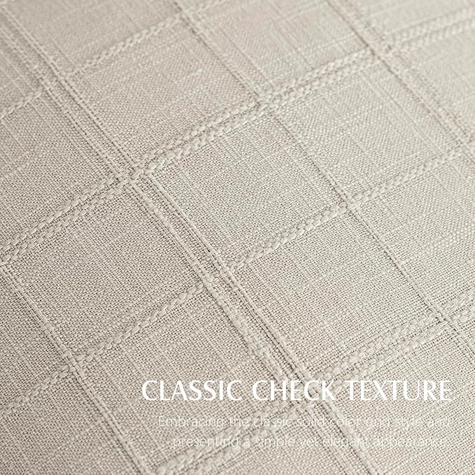Foindtower Set of 2 Decorative Linen Check Throw Pillow Covers Neutral Farmhouse Vintage Cushion Covers Modern Boho Accent Home Decor for Sofa Chair Couch Bedroom Living Room,26×26 Inch,Light Grey