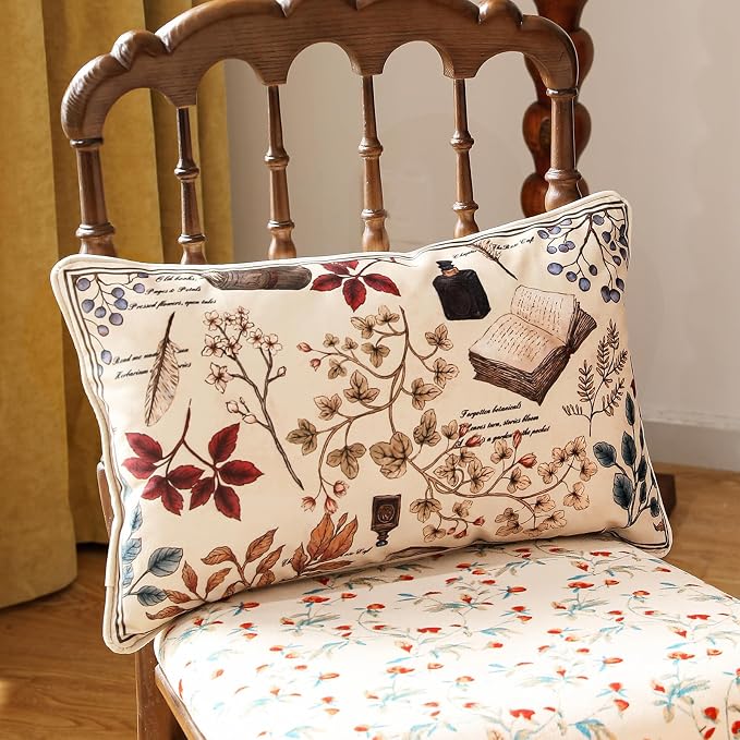 Designer Vintage Velvet Throw Pillow Cover,20"x12"-Xipeia | Pillow Cover,Concealed Zipper Design,Dragonfly Pattern,Sofas,Bedroom,Living Room,Lounge Chairs,All Season Home Decor