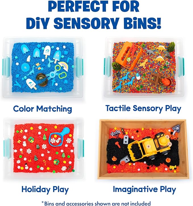 Educational Insights Pluffle® 2-Pack Red & Blue - Sensory Bin Foam Set, No Mess Alternative to Sand Toys & Slime for Toddlers, Fun Sensory Table Filler for Home or Classroom, Gift for Kids Ages 3+