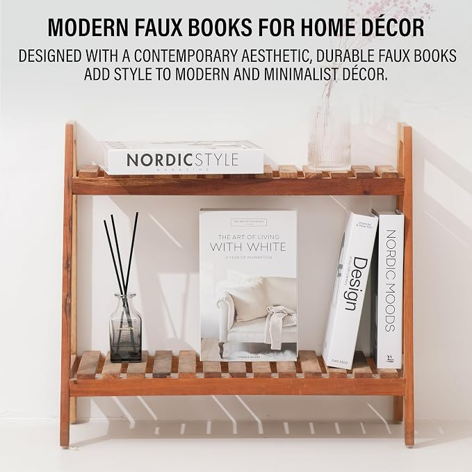 4 Pcs Decorative Books | Faux Black Coffee Table & Shelf Decor | Bold Modern Look for Living Room, Office and Entryway - Not Real, Tool-Free 2-Min Setup
