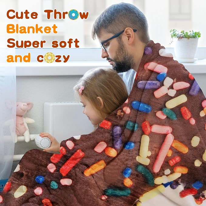 SeaRoomy Chocolate Donut Blanket, Realistic Funny Food Blanket, 60 in | White Elephant Gifts, Gag Gifts For Teen Boys & Girls, Novelty Christmas Birthday Presents, Double Sided, Soft Flannel
