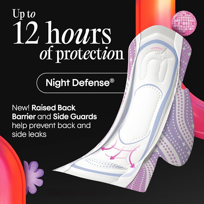 Kotex Ultra Thin Teen Overnight Pads with Wings, Heavy Absorbency, 30 Count (Packaging May Vary)