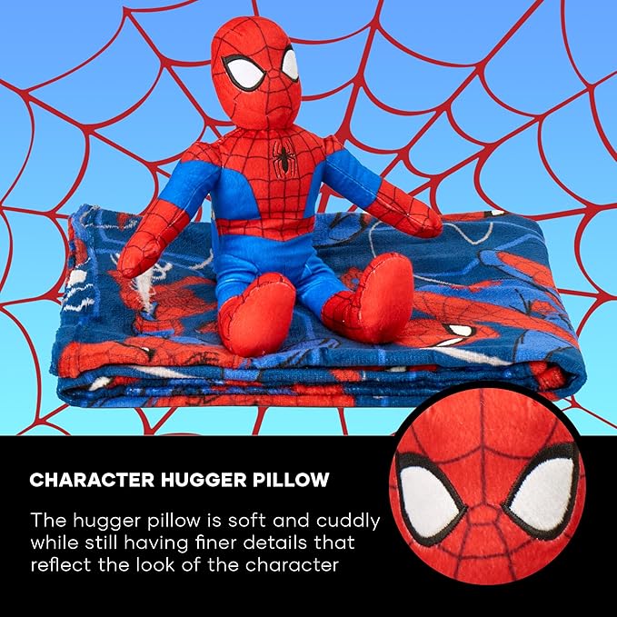 Northwest The Company Character Hugger Pillow & Silk Touch Throw Blanket Set, 40" x 50", Spider-Man - Fearless Spidey