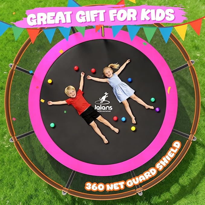 JELENS Trampoline 8FT 10FT 12FT 14FT 15FT 16FT, Recreational Trampolines with Enclosure Net, Outdoor Anti-Rust Trampolines for Kids and Adults, ASTM Approved