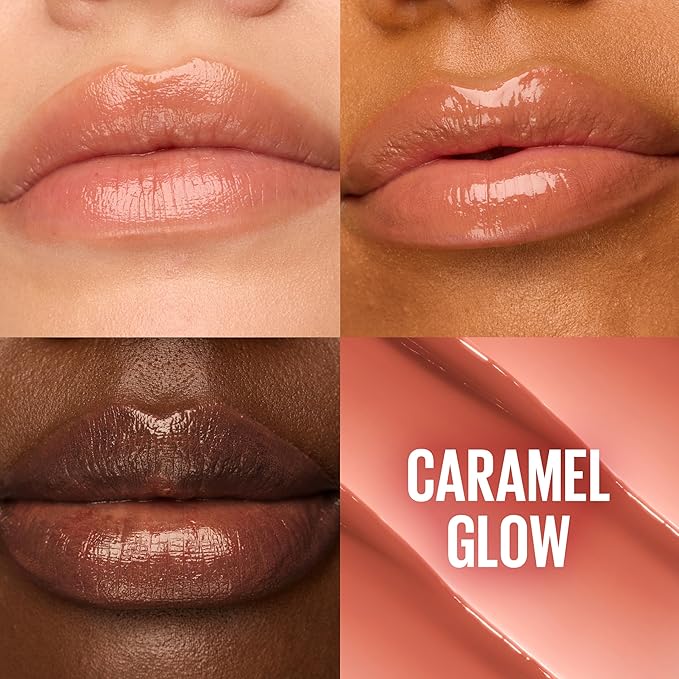 MAYBELLINE Lifter Glaze Oil Balm with Hyaluronic Acid and Hydrating Oil Blend, Lip Balm with 24HRs of Smooth, Moisturizing Shine, Caramel Glow (Sheer Light Brown Nude)