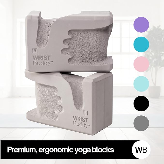 WRISTBuddy® Hand-Shaped Ergonomic Yoga Blocks for Optimal Wrist Support During Yoga, Pilates, Pushups, Planks, and Handstands - Patented Non Slip Blocks for Enhanced Stability and Comfort.