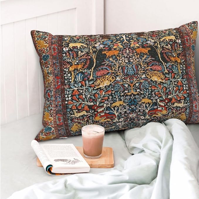 Antique Persian Carpet Print Pillow Covers Decorative Lumbar Throw Pillowcase 12x20 Inch Couch Cushion Cover for Home Decor Living Room Bedroom College Dorm Bed Car Sofa