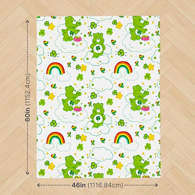 Care Bears Good Luck Bear St. Patrick's Day Cozy Throw 46 in x 60 in – Soft Cozy Plush for Couch, Bed & Travel, Nostalgic Collectible Gift (100% Officially Licensed Product) by Franco Collectibles®
