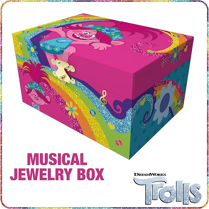 Trolls Jewelry Box for Girls - Musical Jewelry Box with Spinning Figurine, Trolls Toys for Kids Ages 3-5 - Plays Trolls Theme Song - 6 x 4.7 x 3.5 in