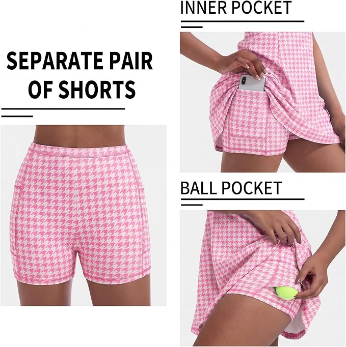 Tennis Dress for Women, Golf Dress with Shorts and Pockets Athletic Dress | Sleeveless Collared Half-Zipper Workout Sport Dress, Stretch Moisture Wicking Fabric, Tennis Golf Outfits