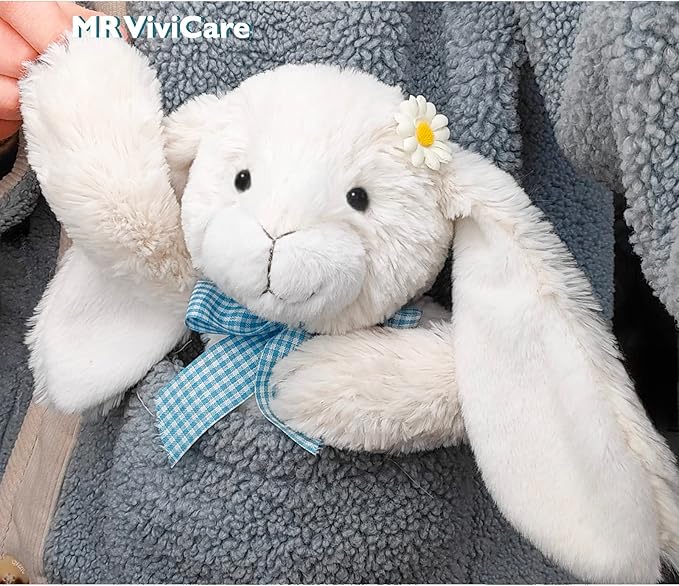 14" White Bunny Stuffed Animals for Kids and New Born Babies,Huggable Rabbit Plush Toy with Bow for Boys and Girls,Great Gifts on Baby Shower,Birthday,Children's Day,Christmas