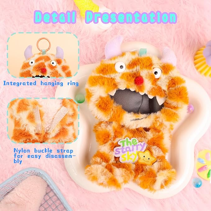 Clothes for labubu Doll 17cm Accessories Suit Cute Clothes for Doll Dress up Monster Style Outfits（Orange